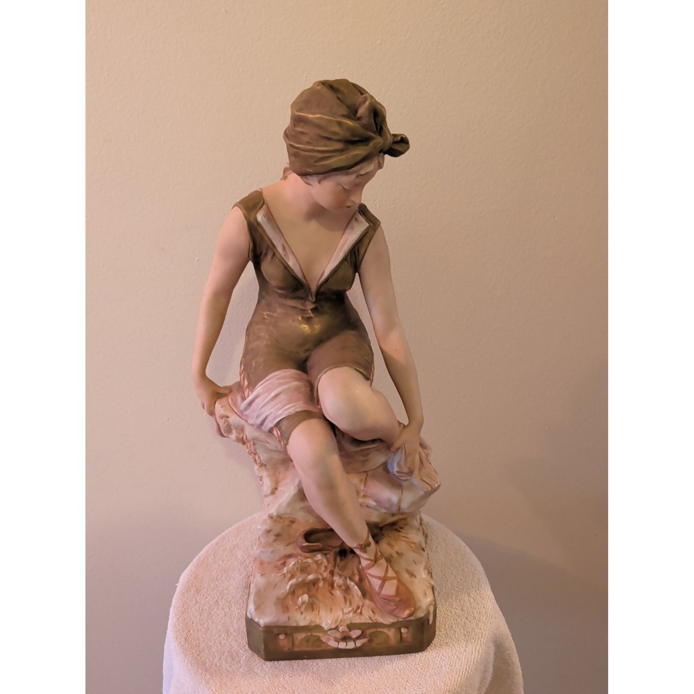 Exquisite And Rare Piece Royal Dux Art Nouveau Setting Bisque Ballerina.19.75".